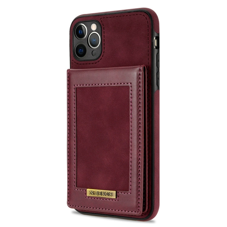 For iPhone 11 Pro N.BEKUS Vertical Flip Card Slot RFID Phone Case (Wine Red) - HoMEdemic™ 