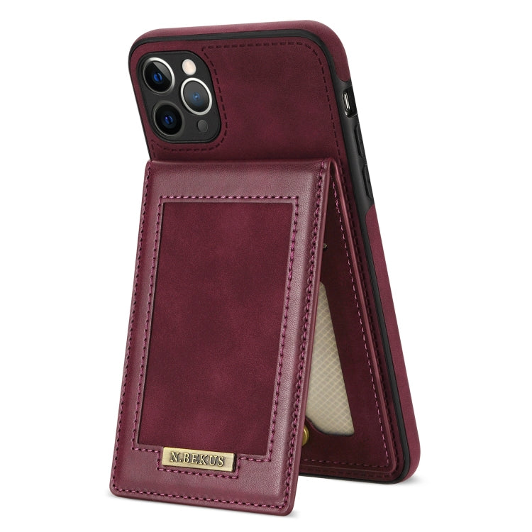 For iPhone 11 Pro N.BEKUS Vertical Flip Card Slot RFID Phone Case (Wine Red) - HoMEdemic™ 