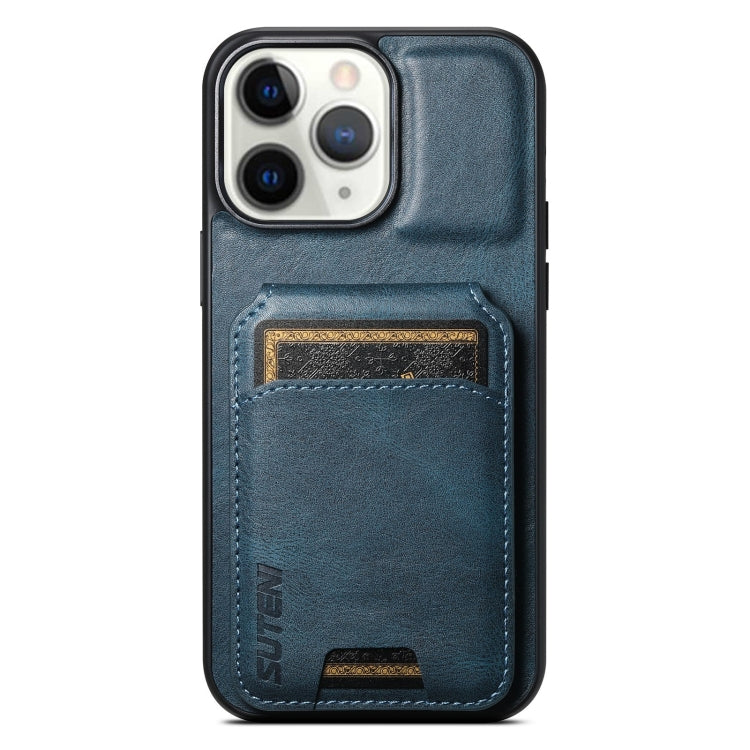 For iPhone 11 Pro Suteni H02 Leather Wallet Stand Back Phone Case(Blue) - HoMEdemic™ 
