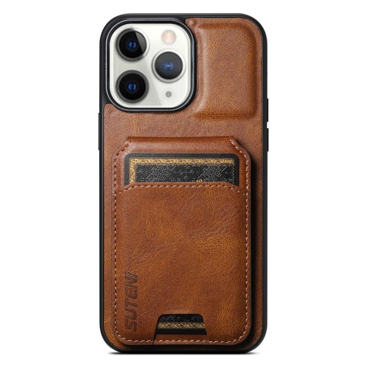 For iPhone 11 Pro Suteni H02 Leather Wallet Stand Back Phone Case(Brown) - HoMEdemic™ 