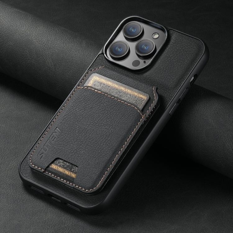 For iPhone 11 Pro Suteni H02 Litchi Leather Card Wallet Stand Back Phone Case(Black) - HoMEdemic™ 
