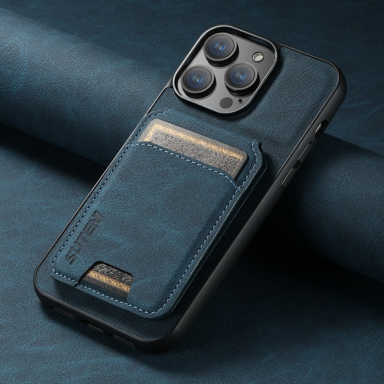 For iPhone 11 Pro Suteni H02 Litchi Leather Card Wallet Stand Back Phone Case(Blue) - HoMEdemic™ 