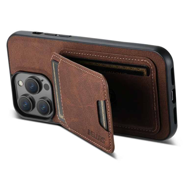 For iPhone 11 Pro Suteni H02 Litchi Leather Card Wallet Stand Back Phone Case(Brown) - HoMEdemic™ 