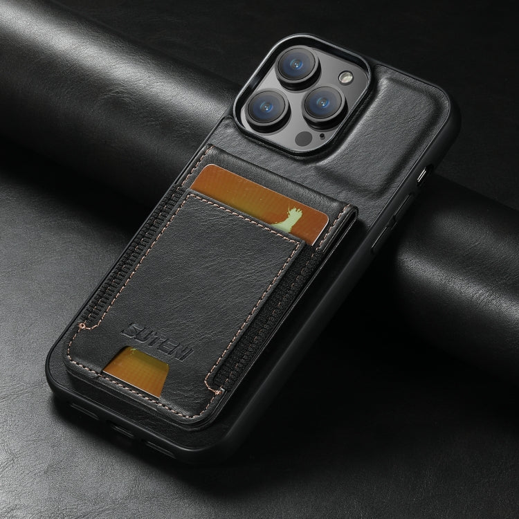For iPhone 11 Pro Suteni H03 Oil Wax Leather Wallet Stand Back Phone Case(Black) - HoMEdemic™ 