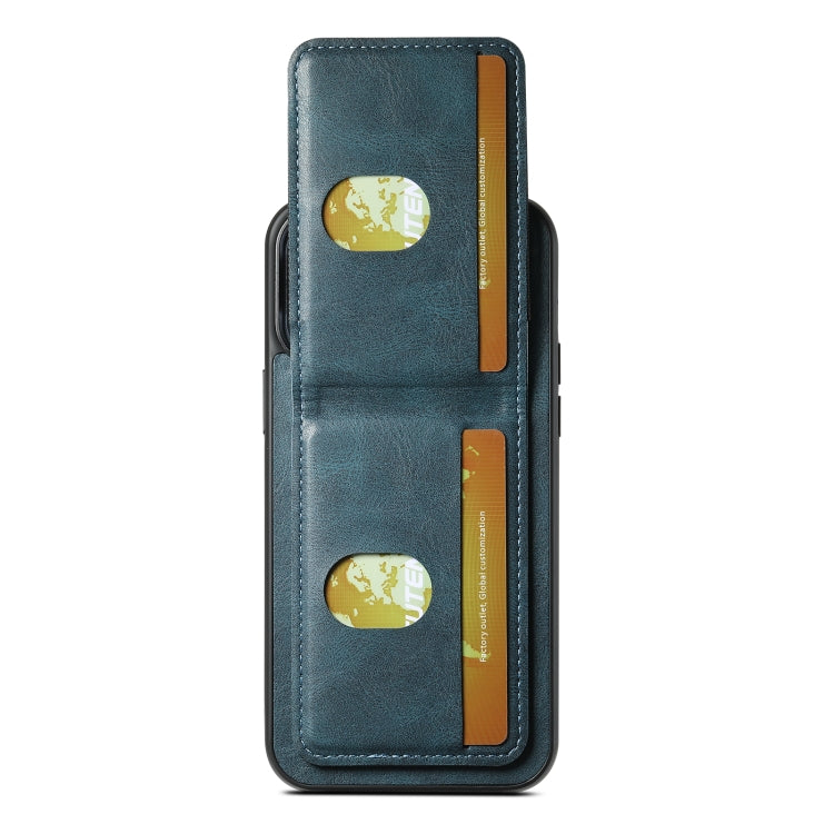 For iPhone 11 Pro Suteni H03 Oil Wax Leather Wallet Stand Back Phone Case(Blue) - HoMEdemic™ 