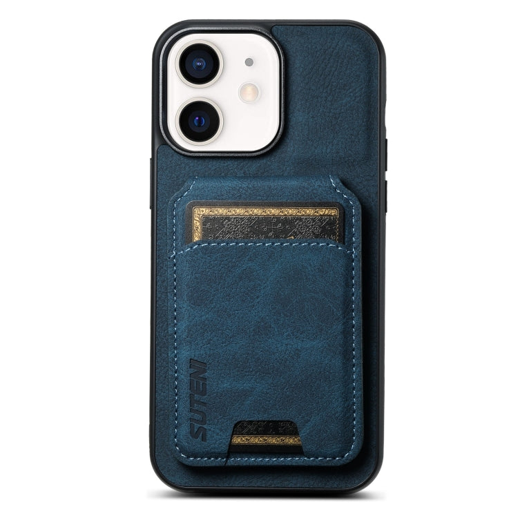 For iPhone 11 Suteni H02 Litchi Leather Card Wallet Stand Back Phone Case(Blue) - HoMEdemic™ 