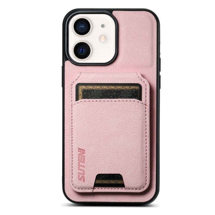 For iPhone 11 Suteni H02 Litchi Leather Card Wallet Stand Back Phone Case(Pink) - HoMEdemic™ 
