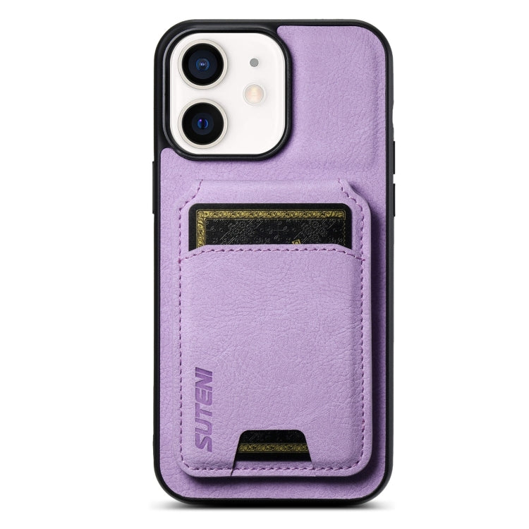 For iPhone 11 Suteni H02 Litchi Leather Card Wallet Stand Back Phone Case(Purple) - HoMEdemic™ 