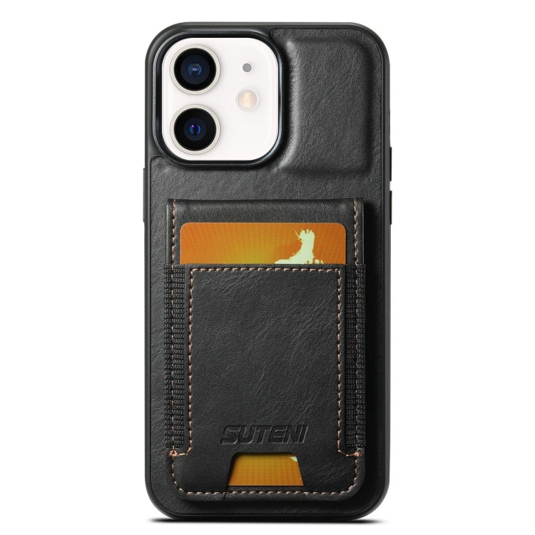 For iPhone 11 Suteni H03 Oil Wax Leather Wallet Stand Back Phone Case(Black) - HoMEdemic™ 
