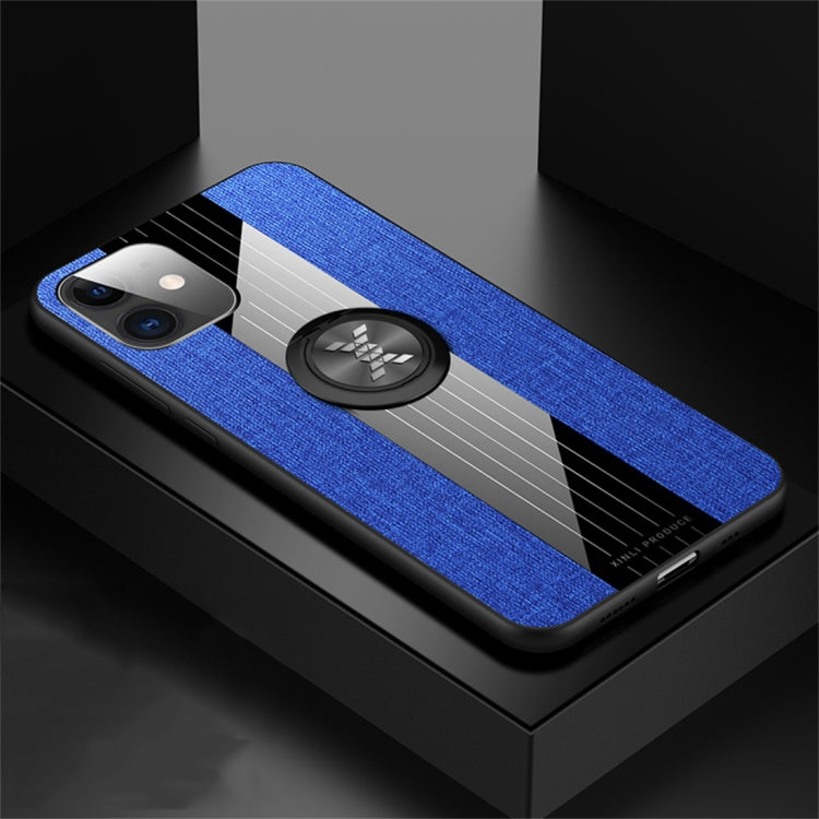 For iPhone 11 XINLI Stitching Cloth Textue Shockproof TPU Protective Case with Ring Holder(Blue) - HoMEdemic™ 
