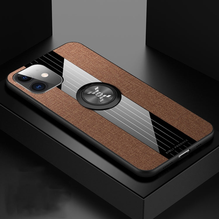 For iPhone 11 XINLI Stitching Cloth Textue Shockproof TPU Protective Case with Ring Holder(Brown) - HoMEdemic™ 