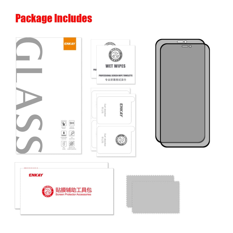 For iPhone 12 / 12 Pro 2pcs ENKAY Hat-Prince 25 Degree Privacy 8K UHD AGC Tempered Glass Film - HoMEdemic™ 