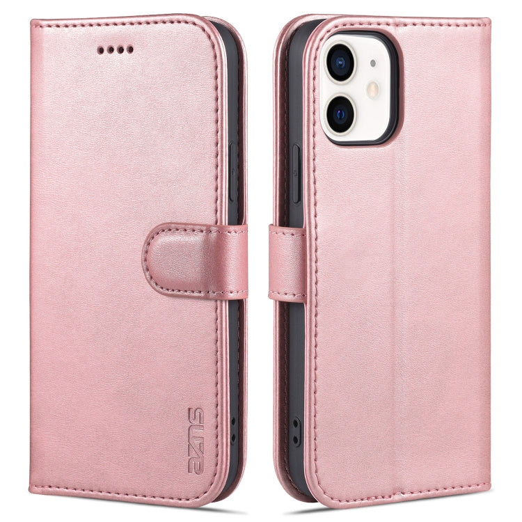 For iPhone 12 / 12 Pro AZNS Skin Feel Calf Texture Horizontal Flip Leather Case with Card Slots & Holder & Wallet(Rose Gold) - HoMEdemic™ 