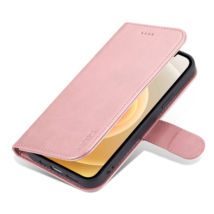 For iPhone 12 / 12 Pro AZNS Skin Feel Calf Texture Horizontal Flip Leather Case with Card Slots & Holder & Wallet(Rose Gold) - HoMEdemic™ 