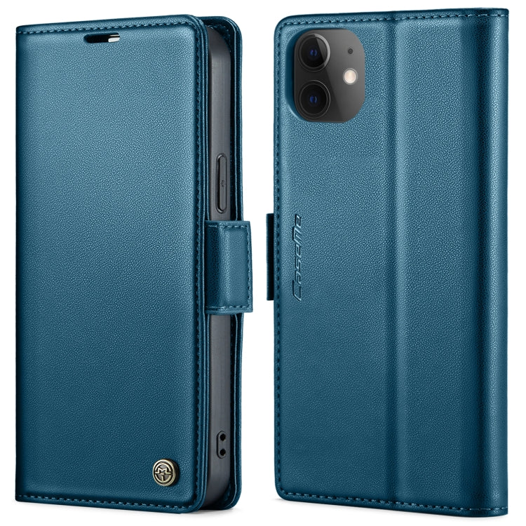 For iPhone 12 / 12 Pro CaseMe 023 Butterfly Buckle Litchi Texture RFID Anti-theft Leather Phone Case(Blue) - HoMEdemic™ 