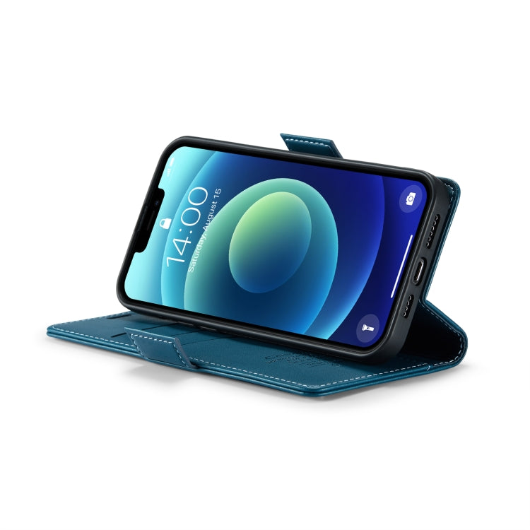 For iPhone 12 / 12 Pro CaseMe 023 Butterfly Buckle Litchi Texture RFID Anti-theft Leather Phone Case(Blue) - HoMEdemic™ 