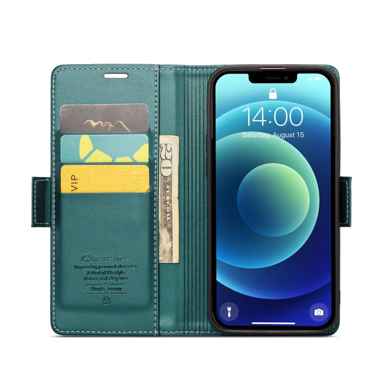 For iPhone 12 / 12 Pro CaseMe 023 Butterfly Buckle Litchi Texture RFID Anti-theft Leather Phone Case(Pearly Blue) - HoMEdemic™ 