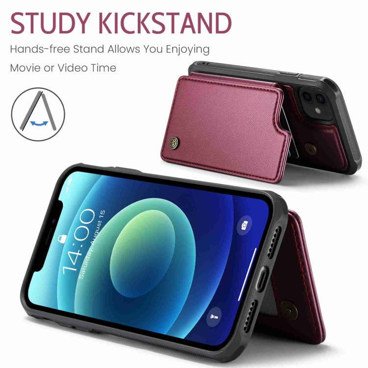For iPhone 12 / 12 Pro CaseMe C22 Card Slots Holder RFID Anti-theft Phone Case(Wine Red) - HoMEdemic™ 