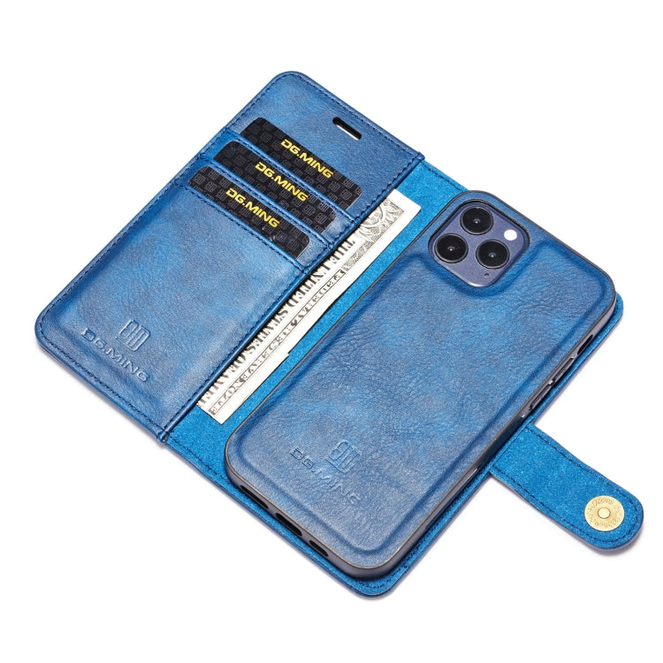 For iPhone 12/12 Pro DG.MING Crazy Horse Texture Detachable Magnetic Leather Case(Blue) - HoMEdemic™ 
