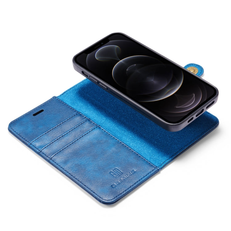 For iPhone 12/12 Pro DG.MING Crazy Horse Texture Detachable Magnetic Leather Case(Blue) - HoMEdemic™ 