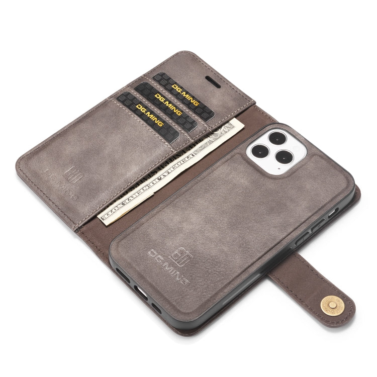 For iPhone 12/12 Pro DG.MING Crazy Horse Texture Detachable Magnetic Leather Case(Grey) - HoMEdemic™ 