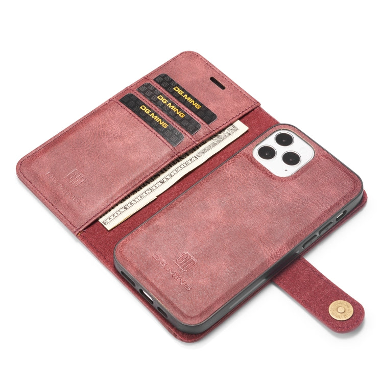 For iPhone 12/12 Pro DG.MING Crazy Horse Texture Detachable Magnetic Leather Case(Red) - HoMEdemic™ 