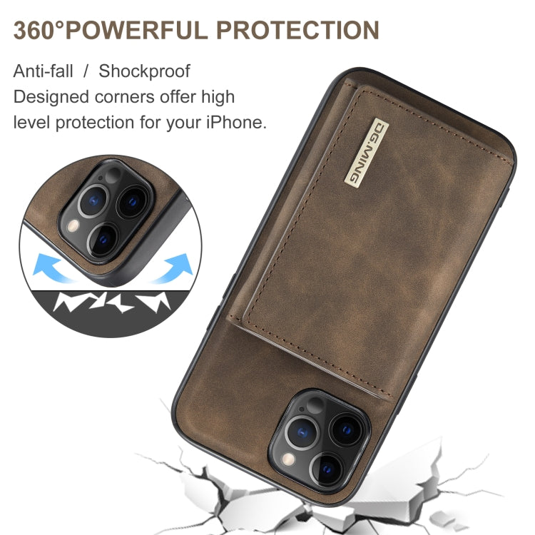 For iPhone 12 / 12 Pro DG.MING M1 Series 3-Fold Multi Card Wallet + Magnetic Back Cover Shockproof Case with Holder Function(Coffee) - HoMEdemic™ 