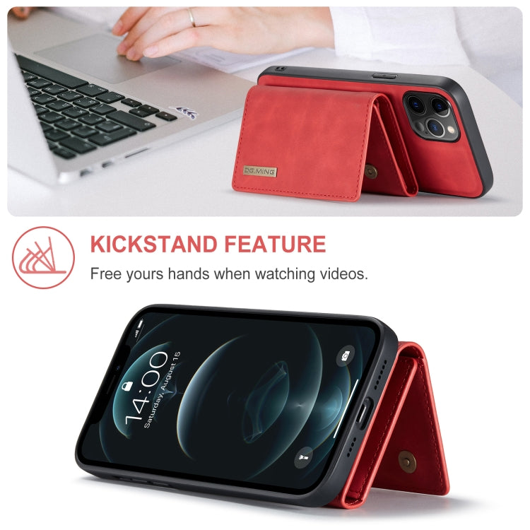 For iPhone 12 / 12 Pro DG.MING M1 Series 3-Fold Multi Card Wallet + Magnetic Back Cover Shockproof Case with Holder Function(Red) - HoMEdemic™ 