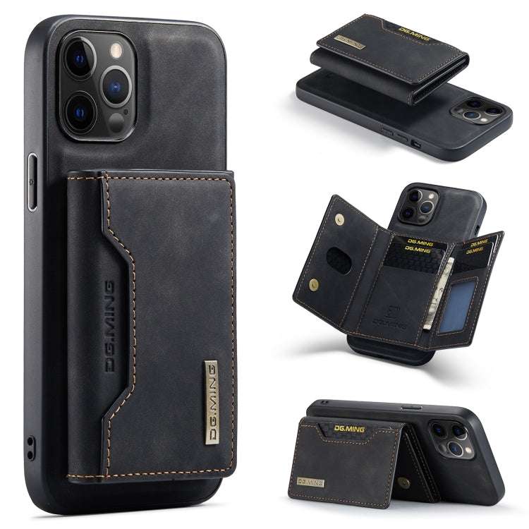 For iPhone 12 / 12 Pro DG.MING M2 Series 3-Fold Multi Card Bag + Magnetic Back Cover Shockproof Case with Wallet & Holder Function(Black) - HoMEdemic™ 
