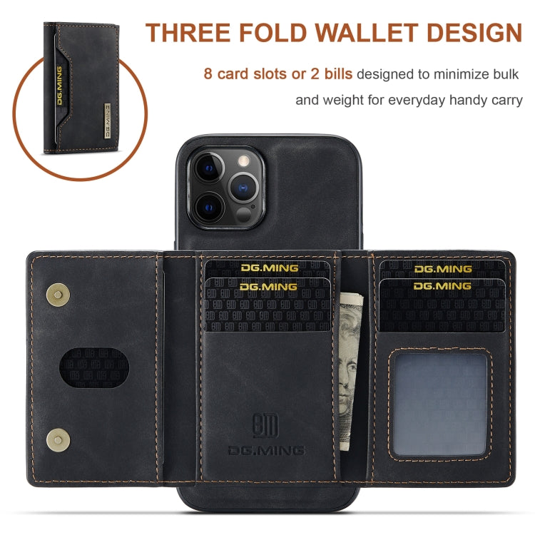 For iPhone 12 / 12 Pro DG.MING M2 Series 3-Fold Multi Card Bag + Magnetic Back Cover Shockproof Case with Wallet & Holder Function(Black) - HoMEdemic™ 