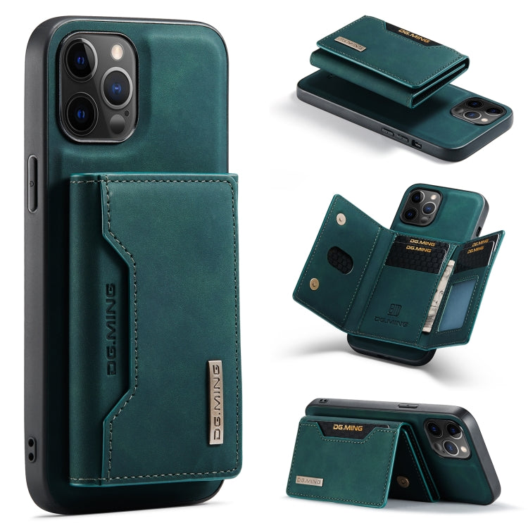 For iPhone 12 / 12 Pro DG.MING M2 Series 3-Fold Multi Card Bag + Magnetic Back Cover Shockproof Case with Wallet & Holder Function(Green) - HoMEdemic™ 