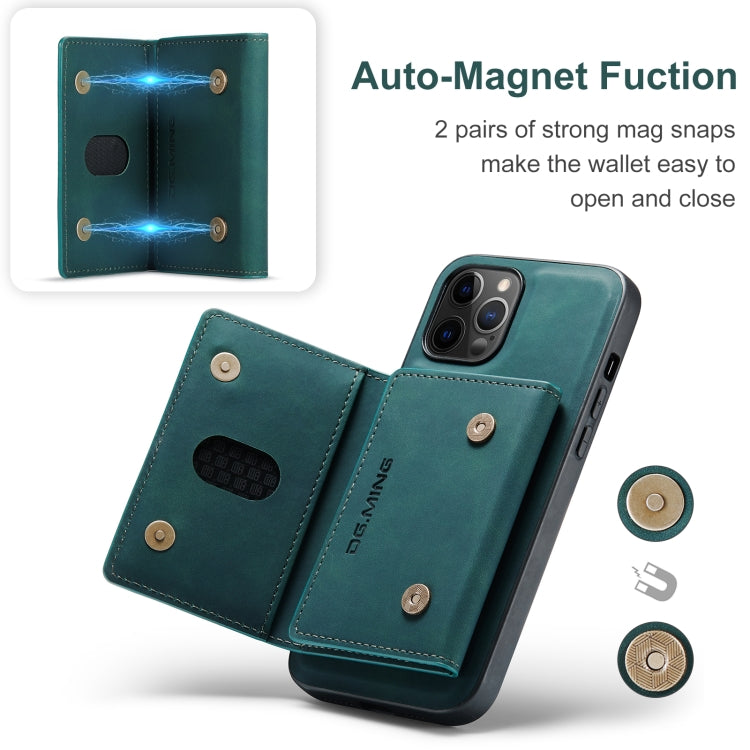 For iPhone 12 / 12 Pro DG.MING M2 Series 3-Fold Multi Card Bag + Magnetic Back Cover Shockproof Case with Wallet & Holder Function(Green) - HoMEdemic™ 