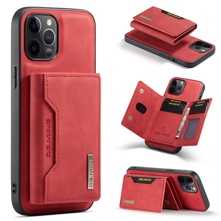 For iPhone 12 / 12 Pro DG.MING M2 Series 3-Fold Multi Card Bag + Magnetic Back Cover Shockproof Case with Wallet & Holder Function(Red) - HoMEdemic™ 