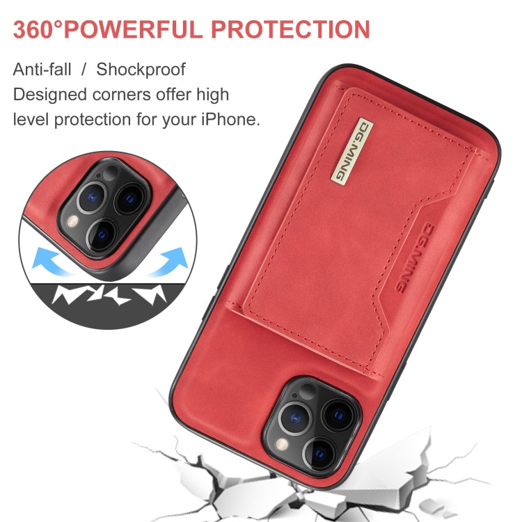 For iPhone 12 / 12 Pro DG.MING M2 Series 3-Fold Multi Card Bag + Magnetic Back Cover Shockproof Case with Wallet & Holder Function(Red) - HoMEdemic™ 