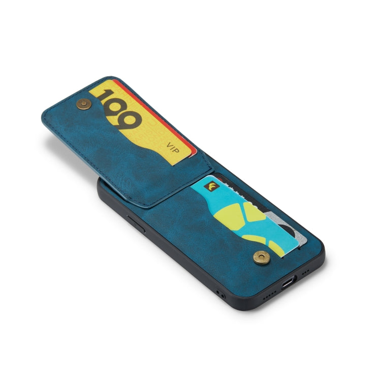 For iPhone 12 / 12 Pro Fierre Shann Crazy Horse Card Holder Back Cover PU Phone Case(Blue) - HoMEdemic™ 