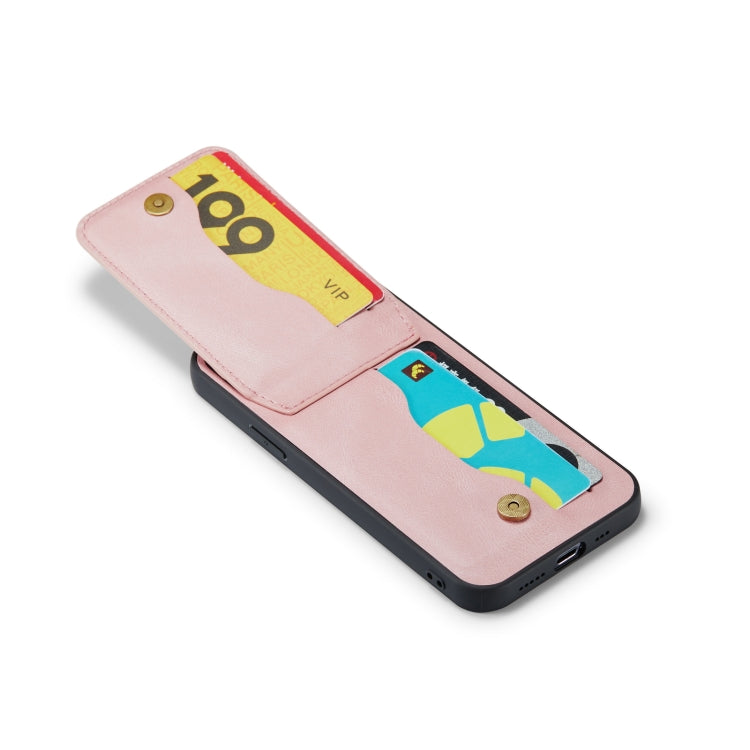 For iPhone 12 / 12 Pro Fierre Shann Crazy Horse Card Holder Back Cover PU Phone Case(Pink) - HoMEdemic™ 