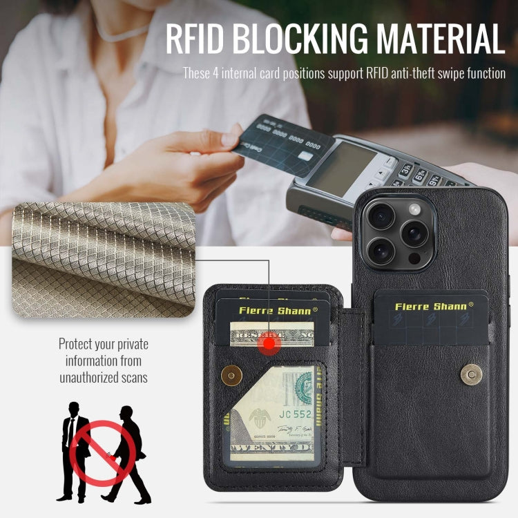 For iPhone 12 / 12 Pro Fierre Shann Oil Wax Cow Leather Card Holder Back Phone Case(Black) - HoMEdemic™ 