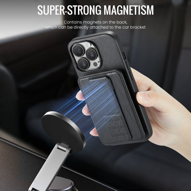 For iPhone 12 / 12 Pro Fierre Shann Oil Wax Cow Leather Card Holder Back Phone Case(Black) - HoMEdemic™ 