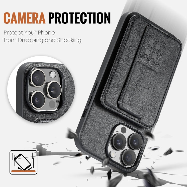 For iPhone 12 / 12 Pro Fierre Shann Oil Wax Cow Leather Card Holder Back Phone Case(Black) - HoMEdemic™ 