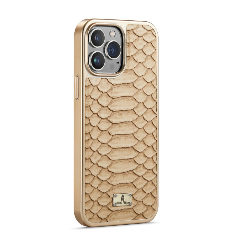 For iPhone 12 / 12 Pro Fierre Shann Python Texture Electroplating PU Phone Case(White) - HoMEdemic™ 