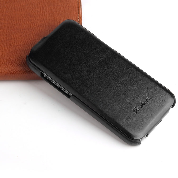 For iPhone 12 / 12 Pro Fierre Shann Retro Oil Wax Texture Vertical Flip PU Leather Case(Black) - HoMEdemic™ 