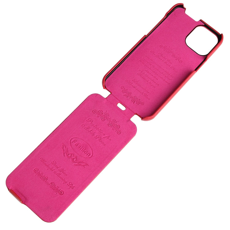 For iPhone 12 / 12 Pro Fierre Shann Retro Oil Wax Texture Vertical Flip PU Leather Case(Red) - HoMEdemic™ 