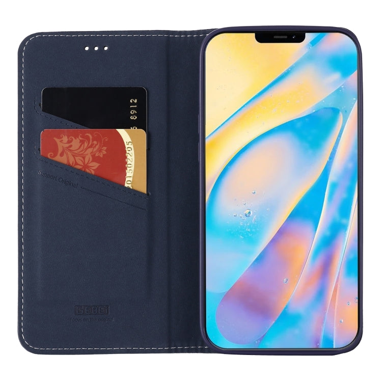 For iPhone 12 / 12 Pro GEBEI PU+TPU Horizontal Flip Protective Case with Holder & Card Slots(Blue) - HoMEdemic™ 