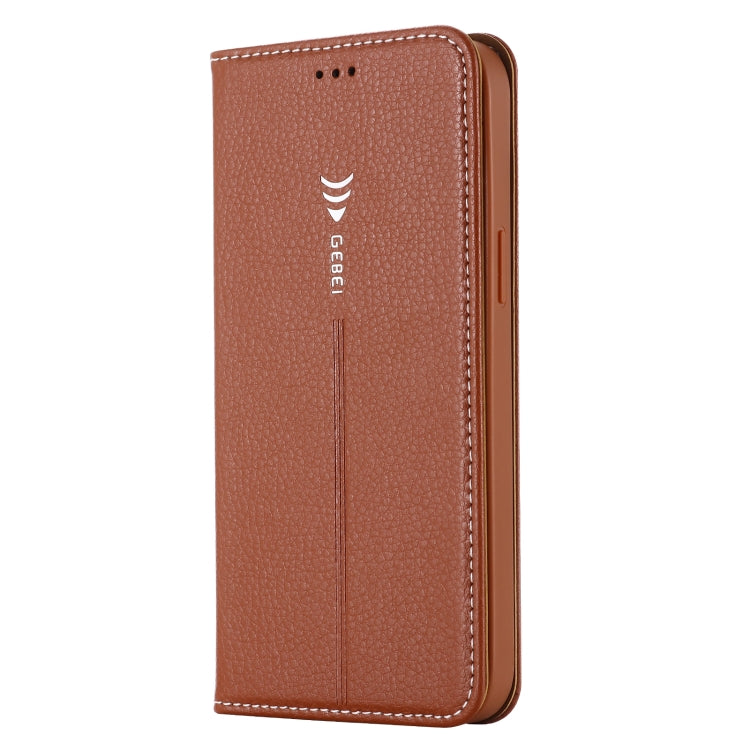 For iPhone 12 / 12 Pro GEBEI PU+TPU Horizontal Flip Protective Case with Holder & Card Slots(Brown) - HoMEdemic™ 