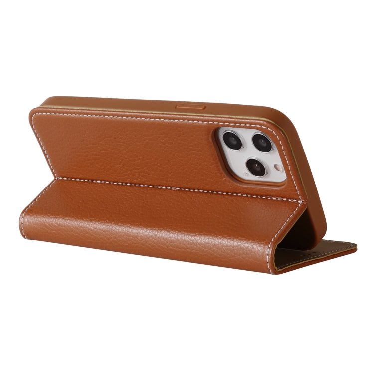 For iPhone 12 / 12 Pro GEBEI PU+TPU Horizontal Flip Protective Case with Holder & Card Slots(Brown) - HoMEdemic™ 