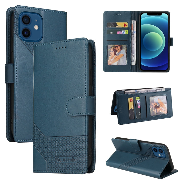 For iPhone 12 / 12 Pro GQUTROBE Skin Feel Magnetic Leather Phone Case(Blue) - HoMEdemic™ 