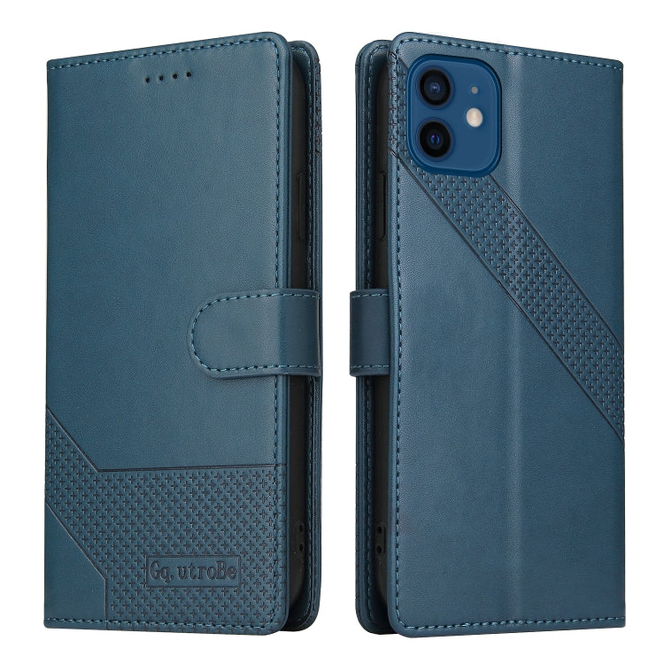 For iPhone 12 / 12 Pro GQUTROBE Skin Feel Magnetic Leather Phone Case(Blue) - HoMEdemic™ 