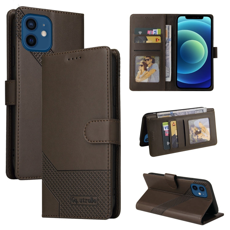 For iPhone 12 / 12 Pro GQUTROBE Skin Feel Magnetic Leather Phone Case(Brown) - HoMEdemic™ 