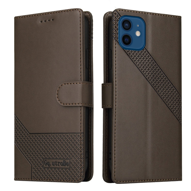 For iPhone 12 / 12 Pro GQUTROBE Skin Feel Magnetic Leather Phone Case(Brown) - HoMEdemic™ 