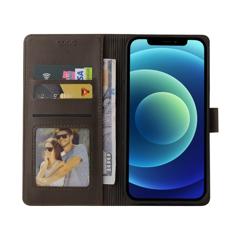 For iPhone 12 / 12 Pro GQUTROBE Skin Feel Magnetic Leather Phone Case(Brown) - HoMEdemic™ 
